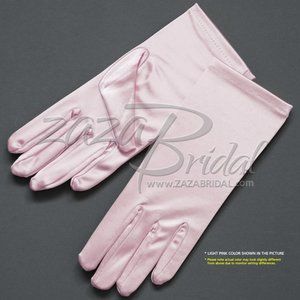 Shiny Stretch Satin Dress Gloves Wrist Length 2BL - Light Pink